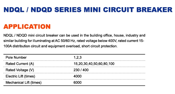 Ndql/Ndqd Series Mini Circuit Breaker MCB