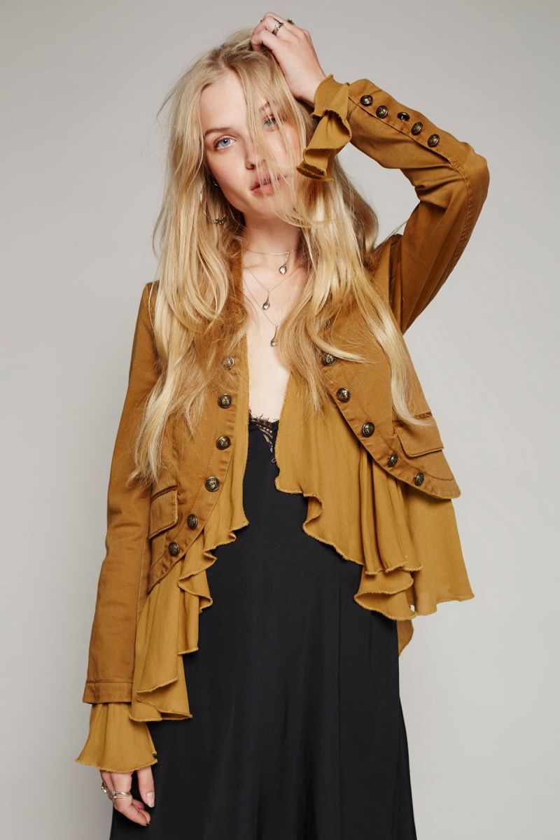 Military Inspired Cropped Wool Fashion Jacket