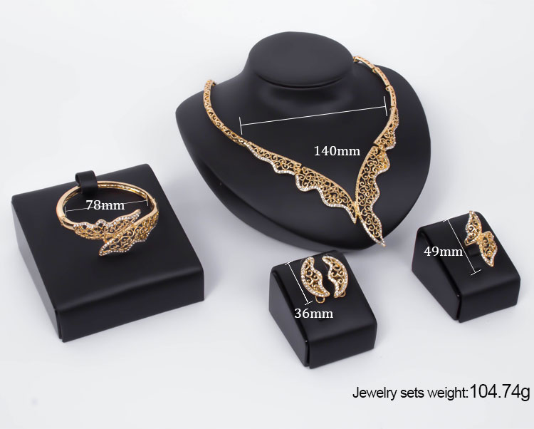 Gold Plated Crystal Semilune Women Full Jewelry Sets Wholesale (C-XSST0048)