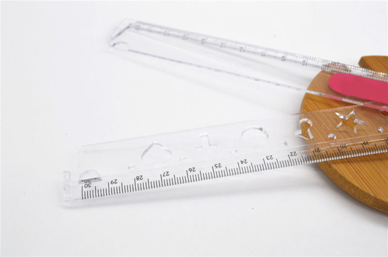 Folding Plastic Ruler with Geometry Shape for Office Stationery