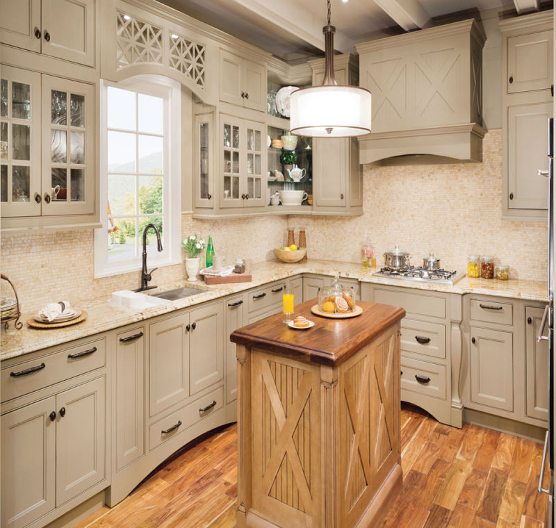 French Style Glazed White Custom Kitchen Cabinetry