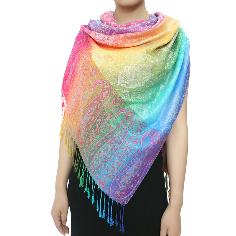 Lady Fashion Pashmina Rainbow Soft Wrap Scarf