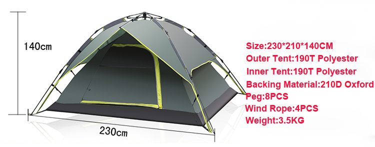 Double Person  Camping  Hiking Waterproof  Tent  with PVC Coating