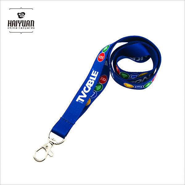 Blue Sublimation Printing Lanyard with Metal Hook