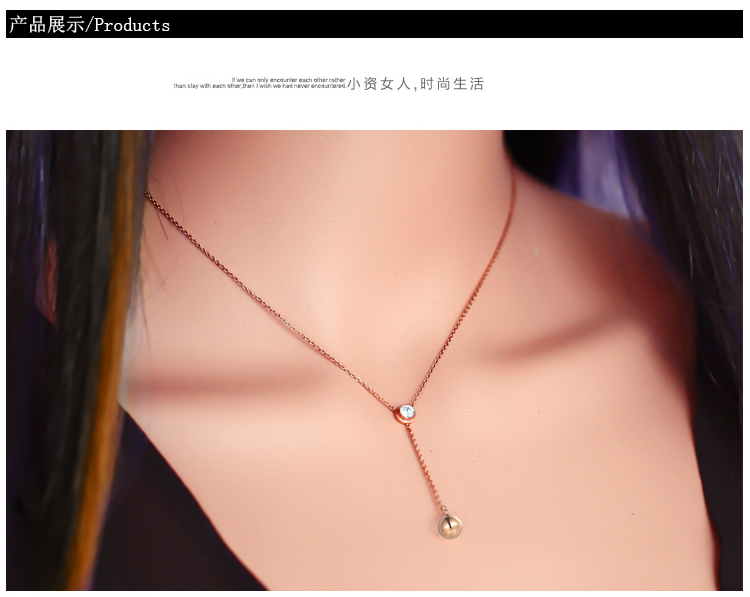 Fashion Jewelry Necklace Stainless Steel Rose Gold Diamond Necklace (hdx1137)