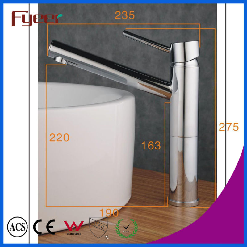 Fyeer Chrome Long Spout Single Handle Brass Bathroom Wash Basin Faucet Hot&Cold Water Mixer Tap Wasserhahn