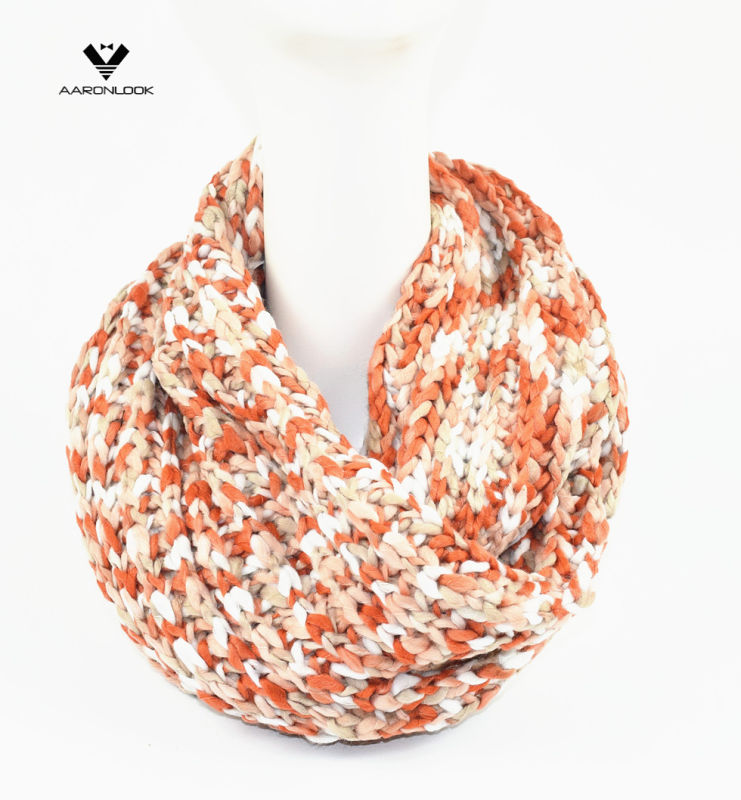 Trendy Women Multicolor Space Dyed Knitted Scarf Loop