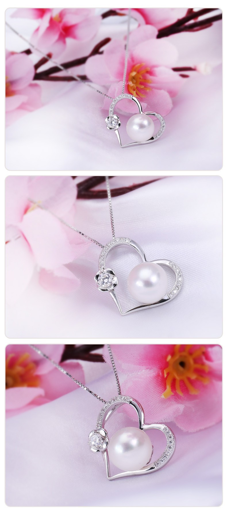 10-11mm Semi Round AAA Freshwater Heart Shape Jewelry Pearl Pendant