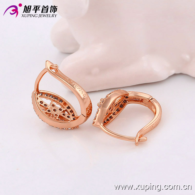 Fashion Fancy CZ Diamond Rose Gold Color Imitation Jewelry Earring Huggies -90750