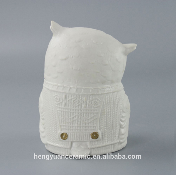 White Ceramic Owl Figure for Desktop Gift