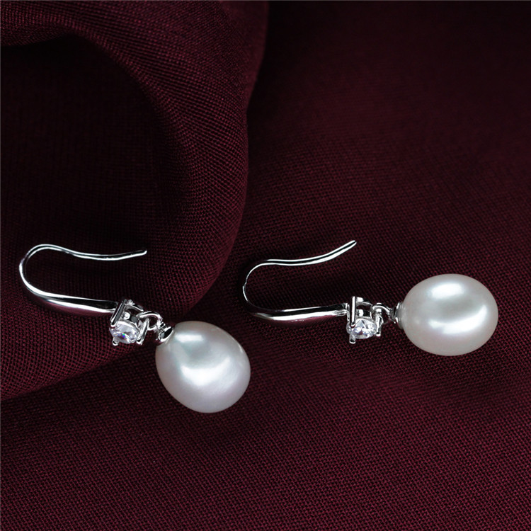 Dangle Drop Natural Genuine 925 Silver Pearl Earring