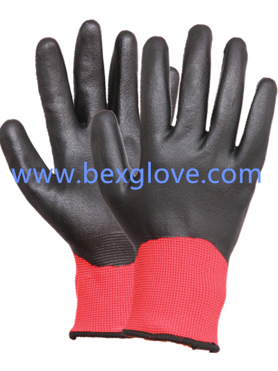 Nitrile Coating, Fully, Micro-Foam Finish, 13 Gauge Polyester Liner Safety Gloves