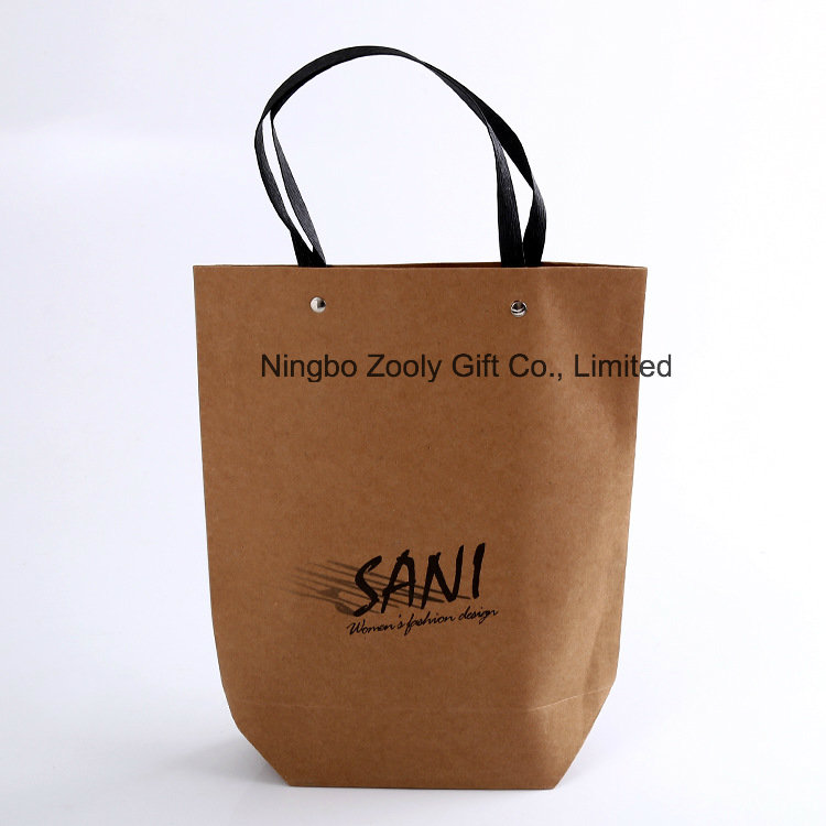 Custom Logo Printing Quality Recycled Brown Kraft Paper Carrier Bags