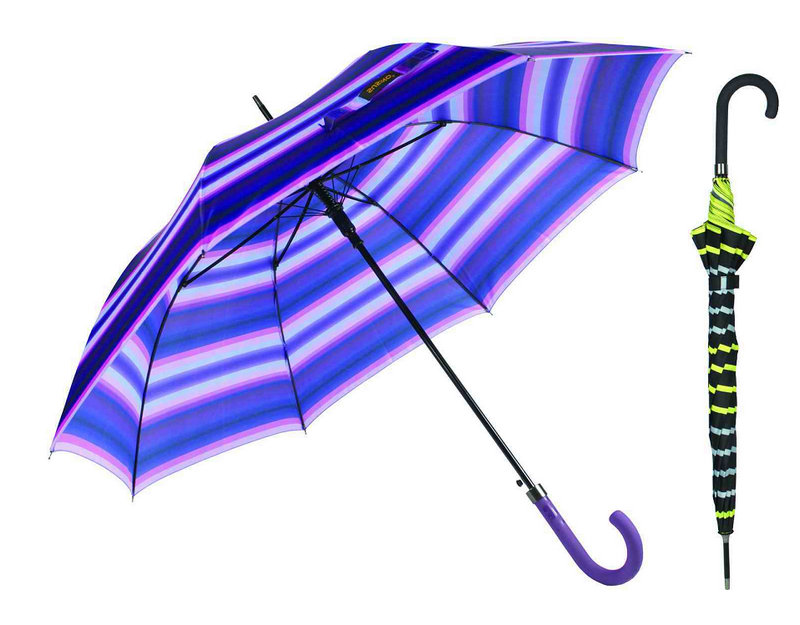 Strip Design Straight Automatic Umbrella with Match Colored Handle (YS-SA23083926R)