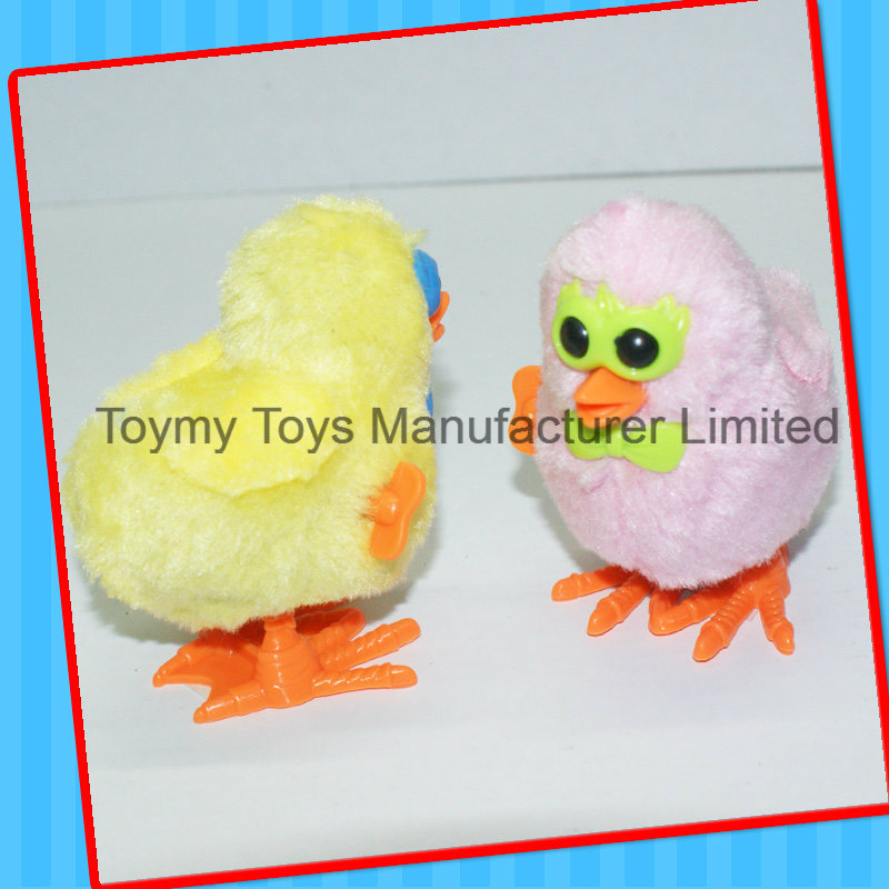 Wind up Single Wing Cartoon Glasses Plush Chicken Toy
