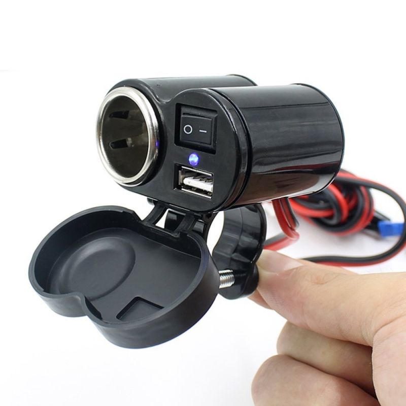 12V-24V Motorcycle USB Charger Cigarette Lighter Socket