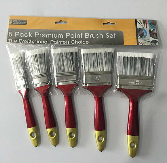 Plastic Handle 5 Pack Premium Paint Brush Set (YY-611)