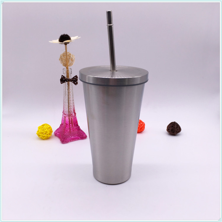 450ml Stainless Steel Travel Mug with Stainless Steel Straw (SH-SC49)