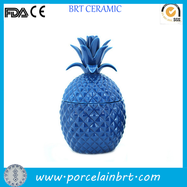 Popular Blue Ceramic Pineapple Candle Jar