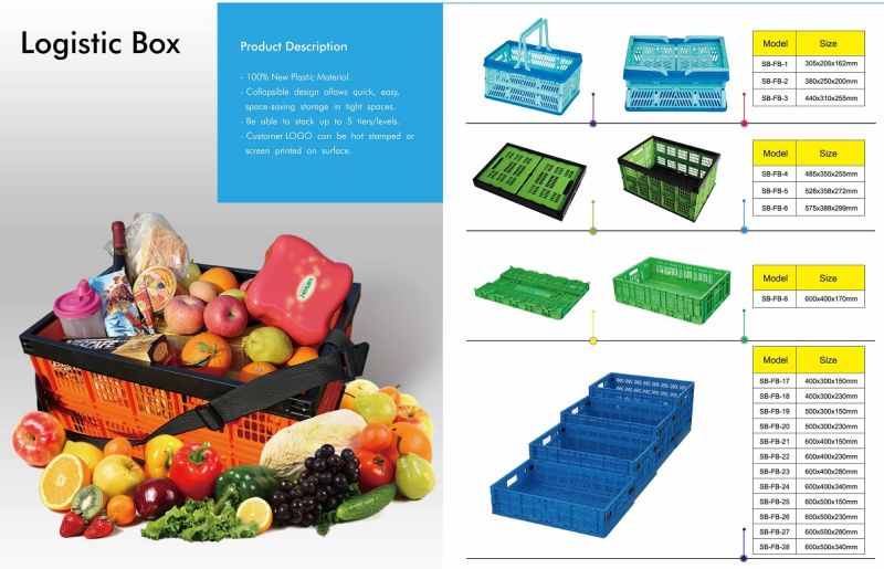 Turnover Tote Bin Collapsing Vegetable Plastic Folding Crate