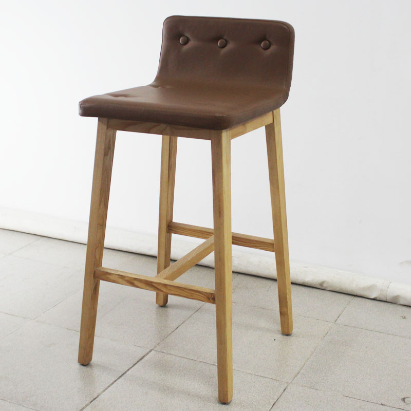 Solid Wood with Leather Soft Bar Chair