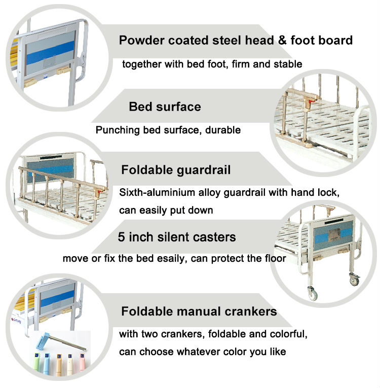 Cheap Chinese Manual Hospital Bed with Silence Casters