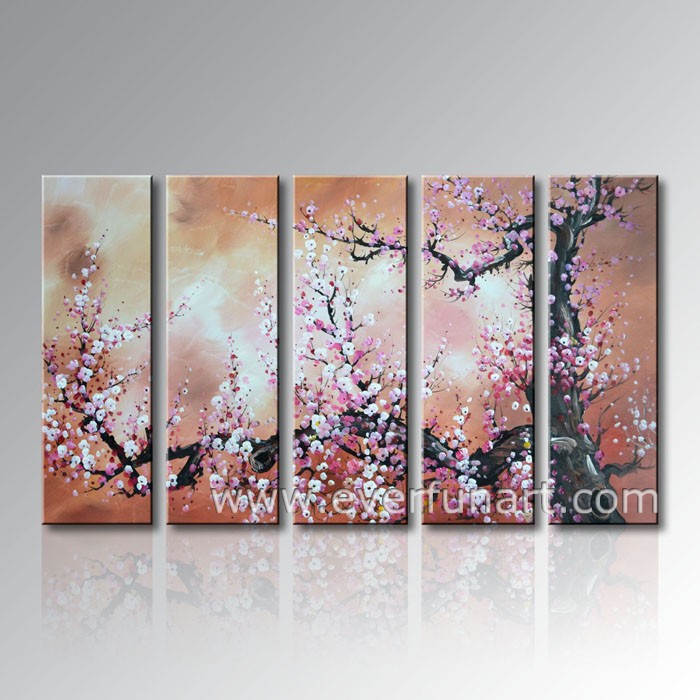 Hand-Painted Abstract Plum Blossom Flower Oil Painting on Canvas Large Modern Wall Art Decoration