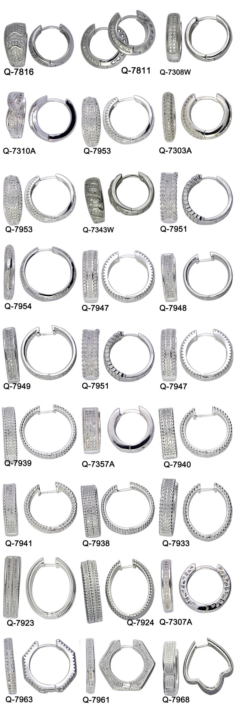 Fashion Jewelry 925 Sterling Silver Rhodium Huggies (Q-7343A)