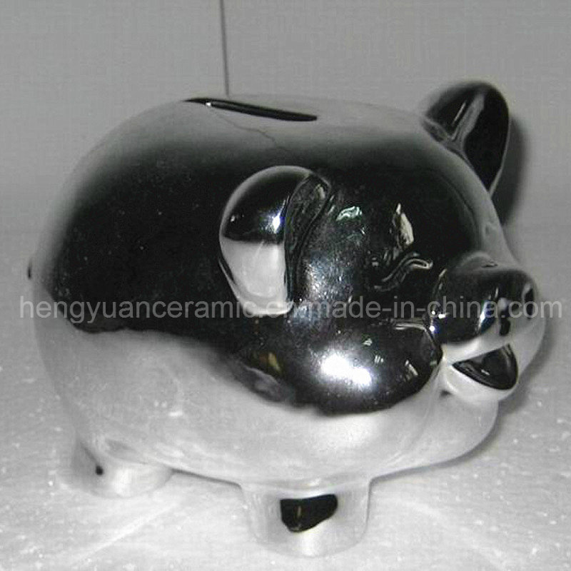 Ceramic Electroplating Piggy Bank for Home Decoration