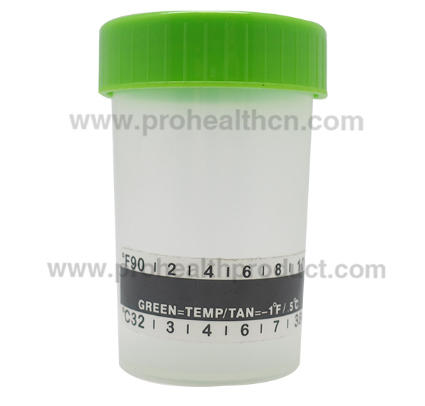 Urine cup with thermometer strip