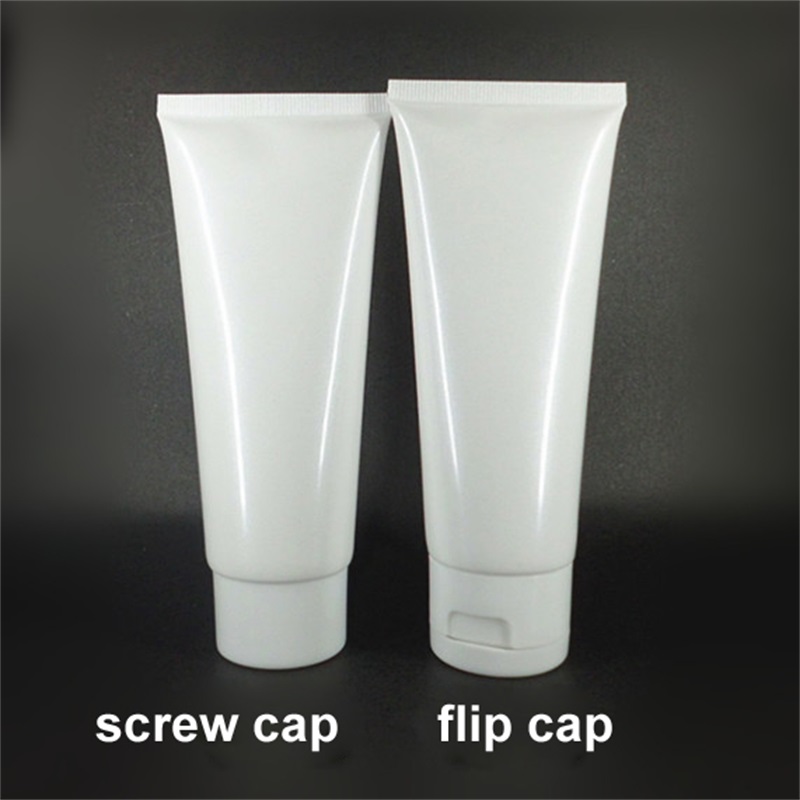 Bright White Cosmetic Plastic Tube with Screw Cap