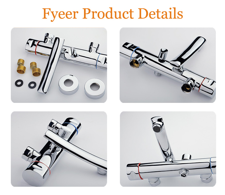 Fyeer Double Handle Bath Shower Mixer with Diverter (QR7801T)