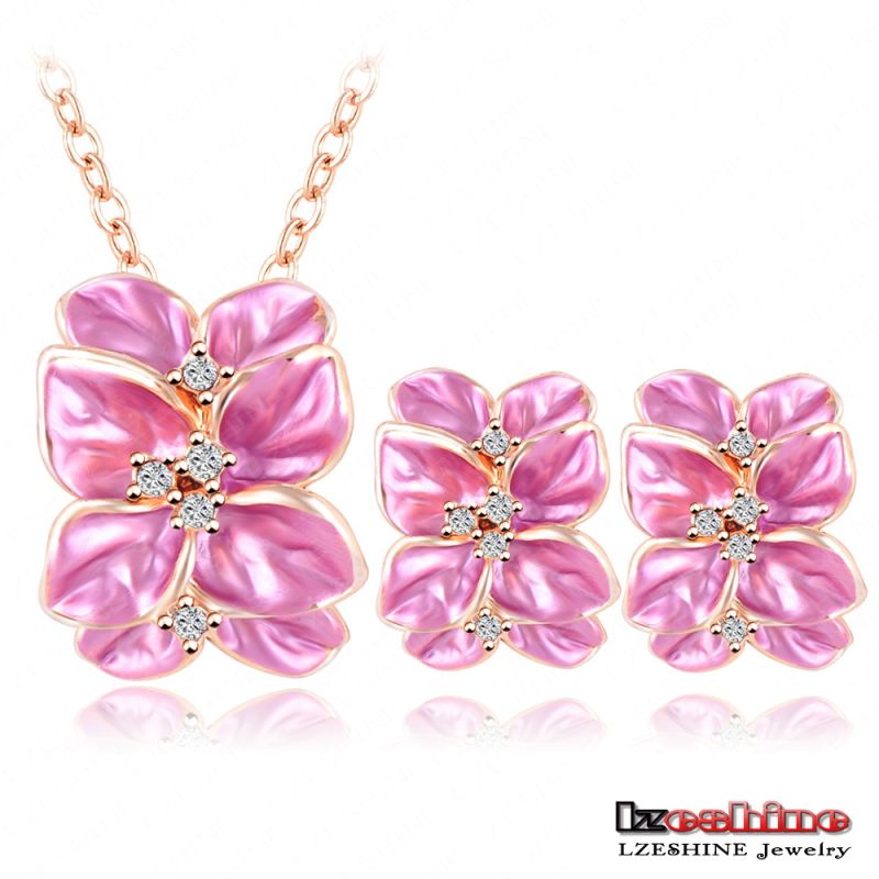 Fuchsia Enamel Flower Jewelry Sets Women (ST0001-A-3)