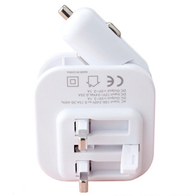 2in1 USB Car Charger with Wall USB Adapter for Mobile Phone Tablet