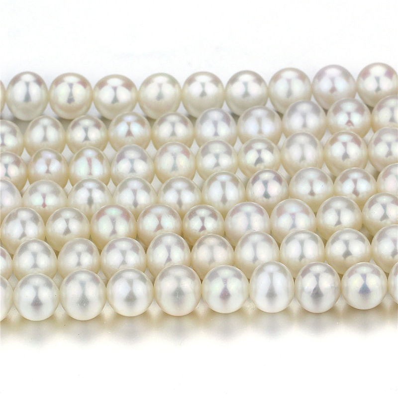 Natural Freshwater Loose Pearl Strands AAA Near Round White Loose Pearl String