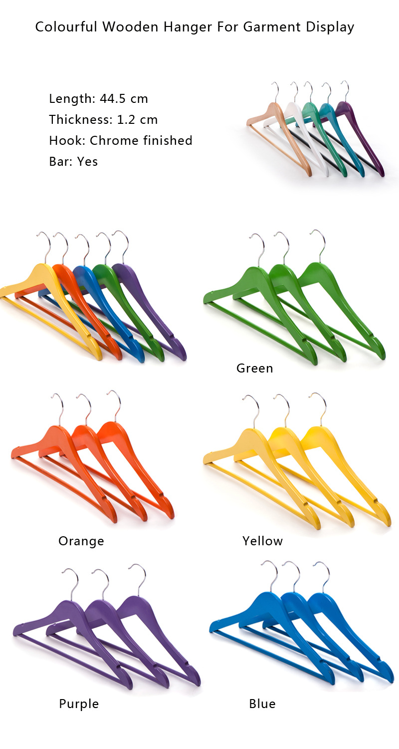 for Clothes Display Colourful Wooden Garment Hanger in Yellow