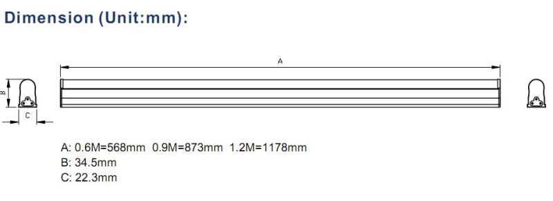 Signcomplex Energy Saving SMD2835 T5 LED Tube 12W 14W 18W with 5 Warranty Years