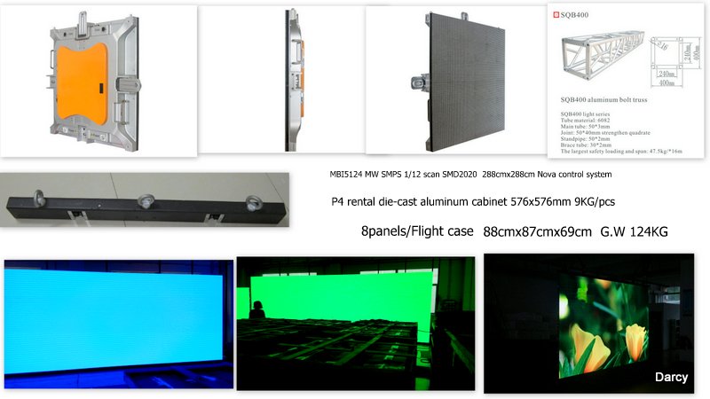 Indoor/Outdoor Die-Casting Fixed Full Color Rental LED Display Panel for Screen Advertising (P3.84, P4, P4.81, P5.33, P6, 576X576mm)