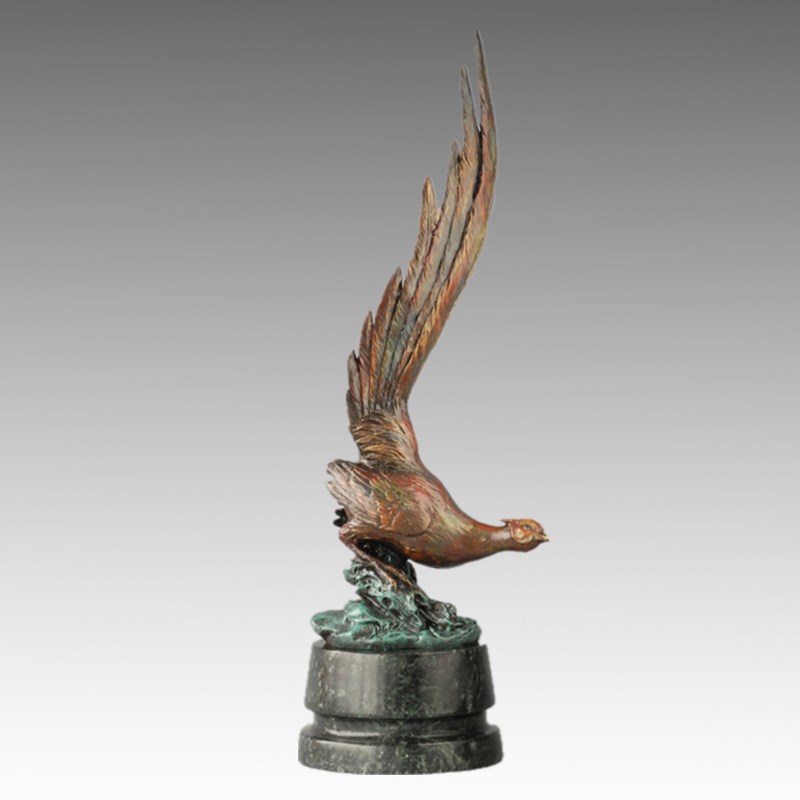 Animal Chicken Statue The Long Tail Golden Pheasant Bronze Sculpture Tpal-265