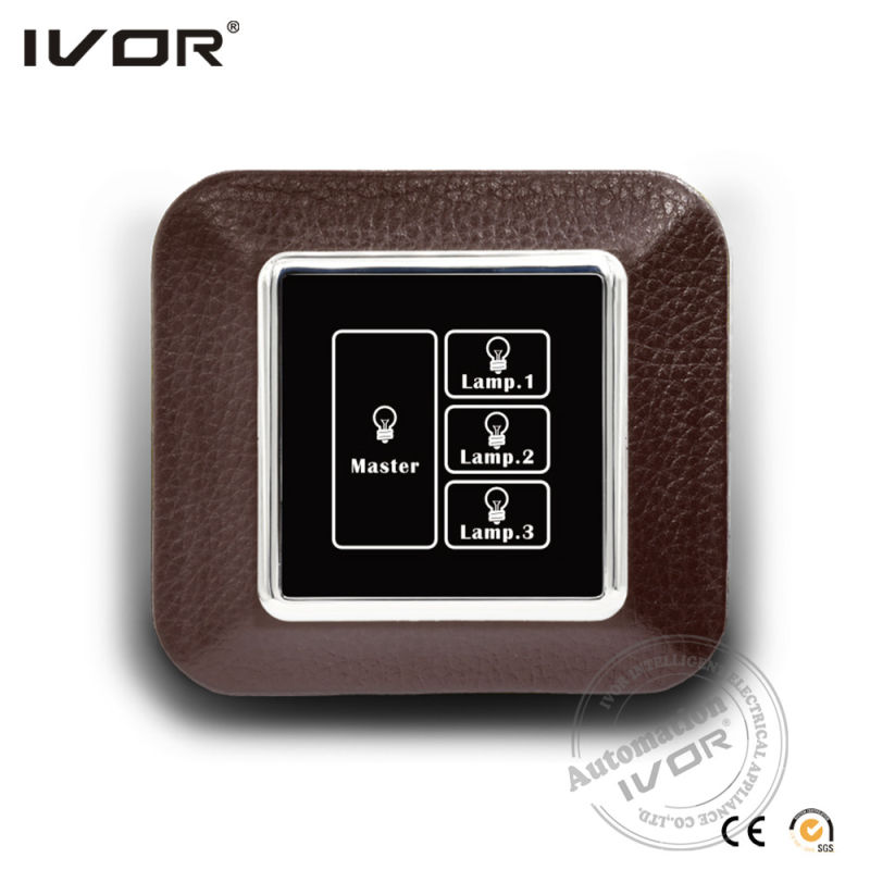 3 Gangs Lighting Switch Touch Panel with Master Control Leather Outline Frame (AXL-LE-L3M)