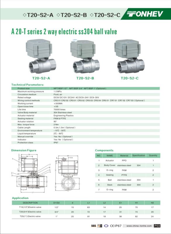 Factory Direct Sales Electric Control Water Valve Motorized Auto Flow Ball Valve (T15-S2-B)