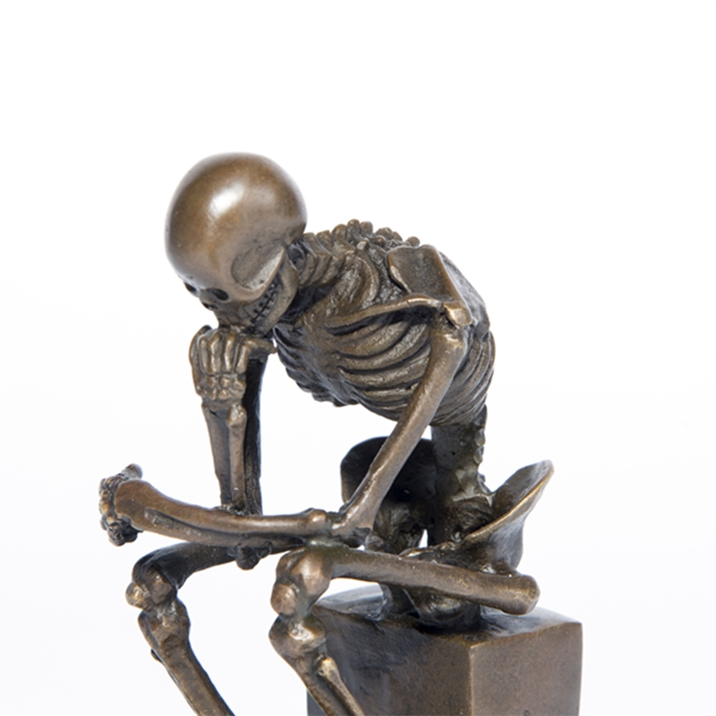 Classic Deco Skeleton Thinker Sculpture Art Craft Bronze Statue Tpy-298