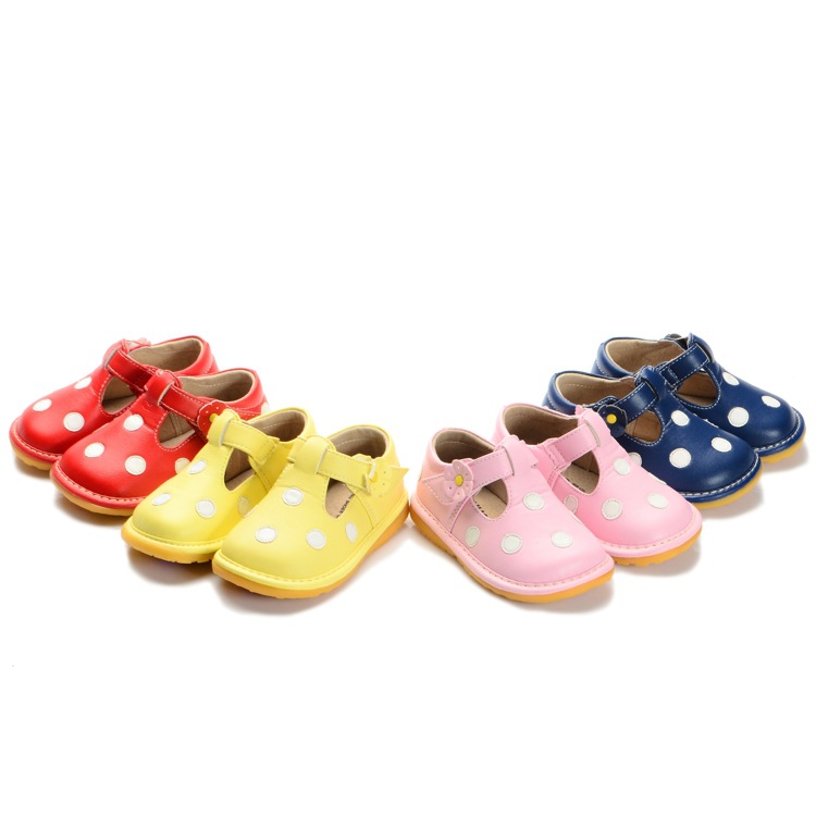 2016 Spring Autumn Baby Shoes 4 Colors Polka Dots Squeaky Soft Sole Baby Girl Shoes