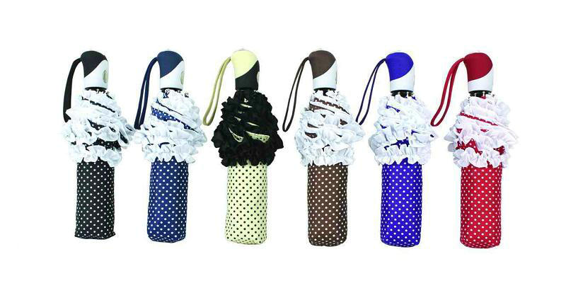 Compact Auto Open&Close Lace Umbrella with DOT Printing