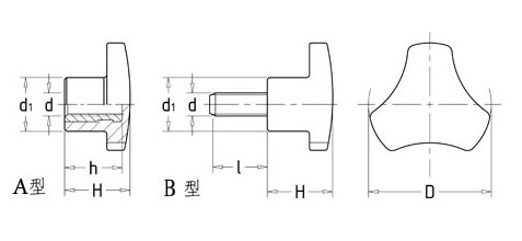 Three-Lobe Knob Part for Printing Machine Bakelite or Plastic