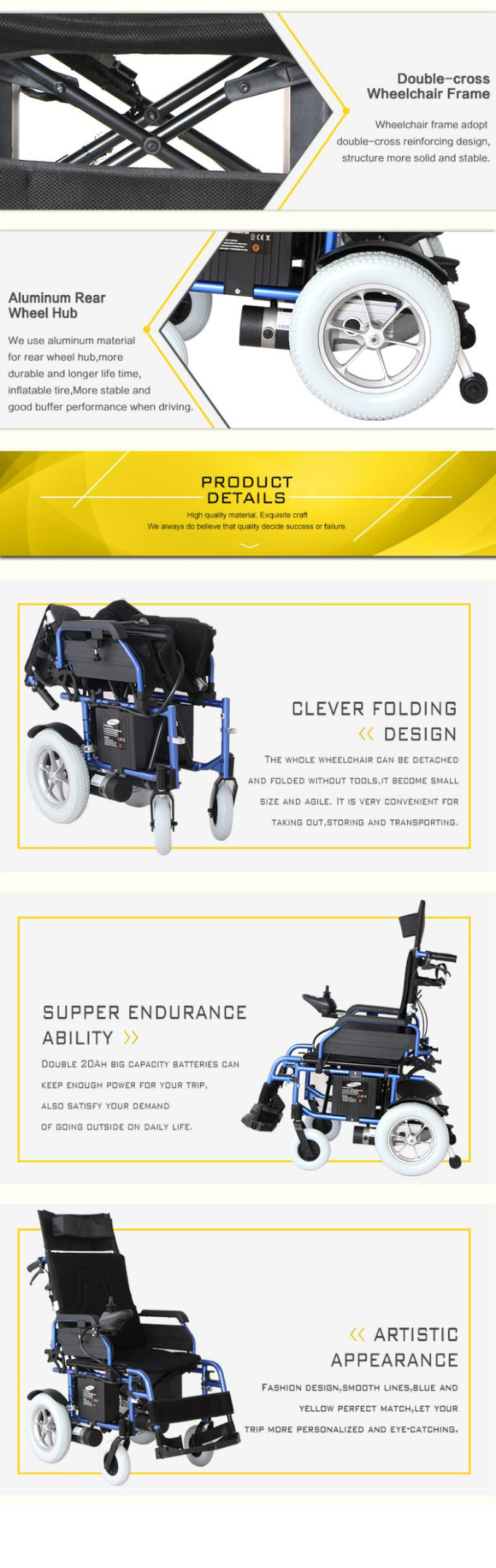 Promotion Hot Sale Reclining Folding Electric Power Wheelchair