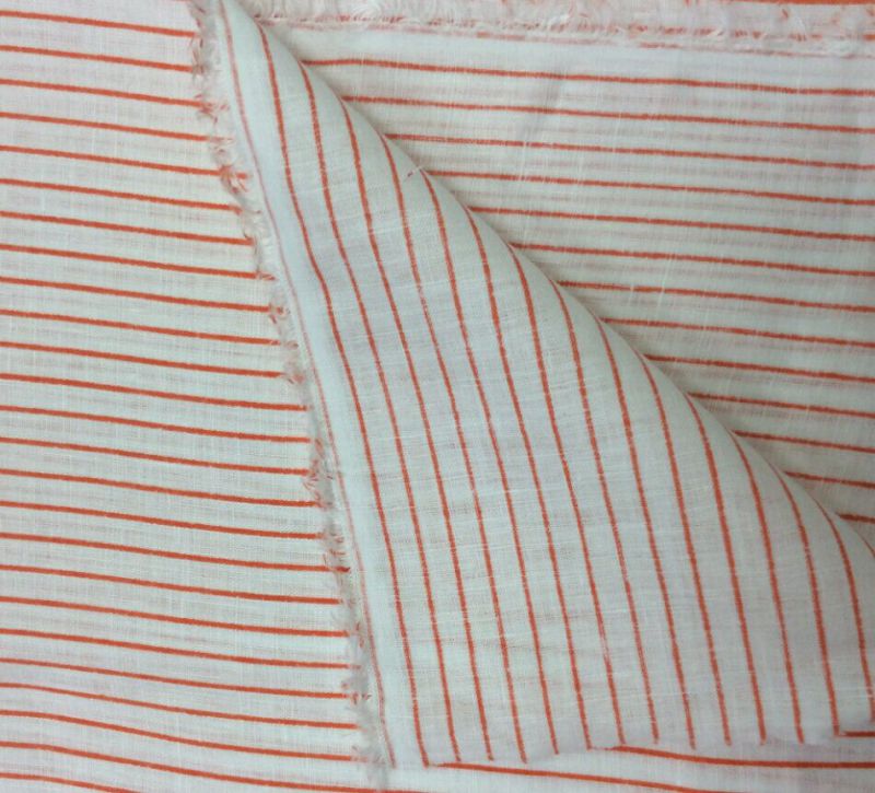 100%Linen Stripes Printing Fabric for Garment/ Home Textiles