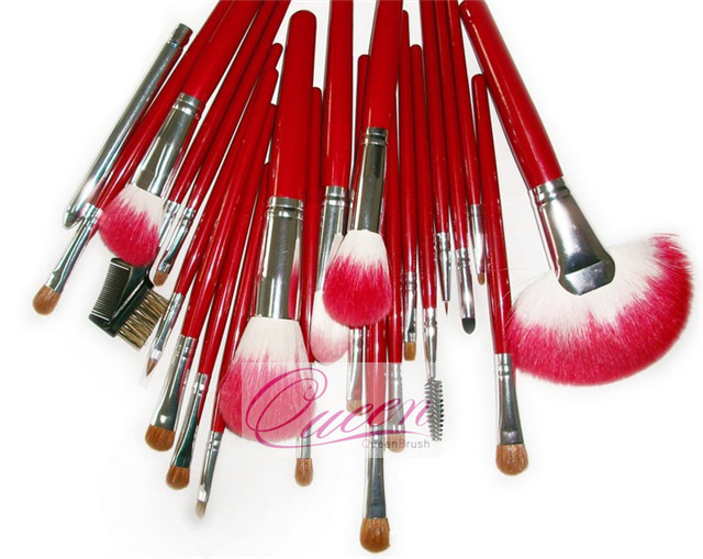 23PCS Goat Hair Red Professional Cosmetic Makeup Brush Kits