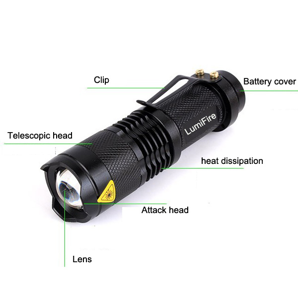 X1 Super Bright Rechargeable XPE R2 Telescopic Mini Light