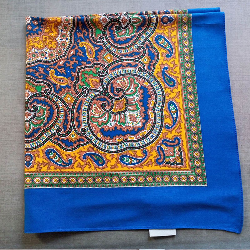 Cotton Printed Blue Scarves Small Squares Scarf